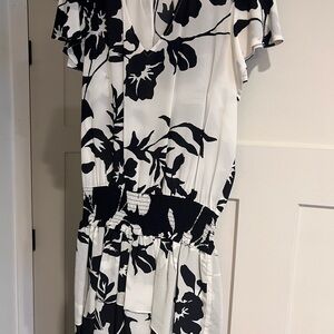 Ramy Brook Black and White Floral Midi Dress